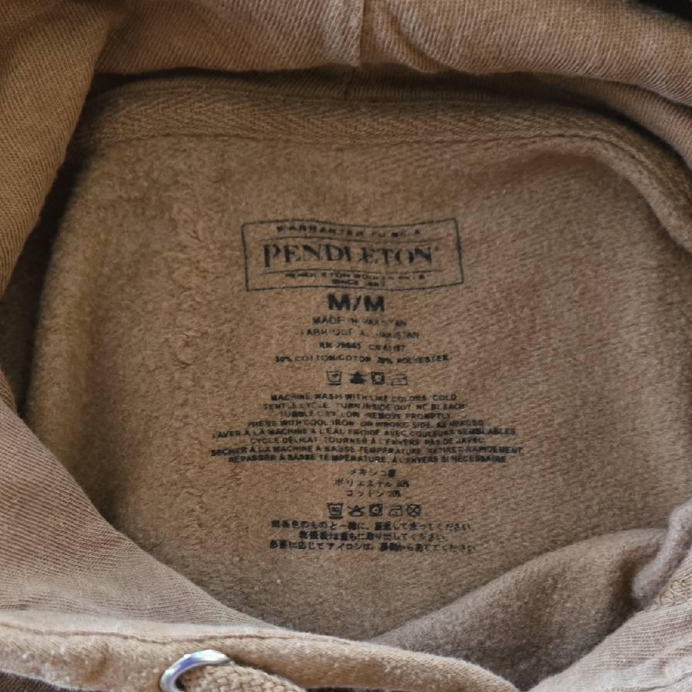 Pendleton Brown Graphic Hoodie with Woolen Mills Print - Picture 2 of 2